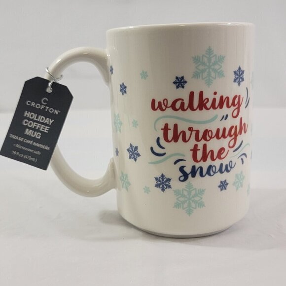 Crofton Mug WALKING THORUGH THE SNOW  Graphic 16 Oz Ceramic Coffee Tea Cup - NEW - Picture 10 of 15